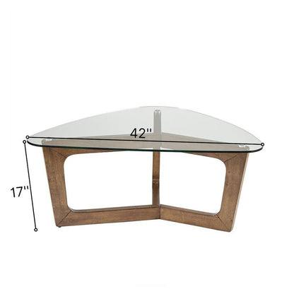 Coffee Table Modern, Glass Top with Solid Wood Frame, Rustic Living Room Table