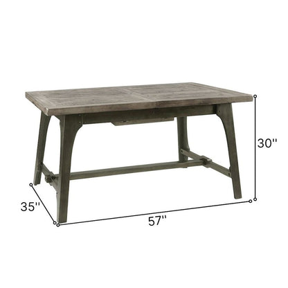 Gray Wood Extendable Dining Room Table with Leaf, Farmhouse Dining Table