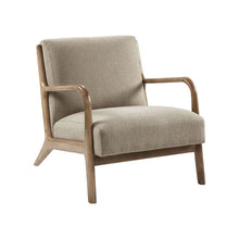 Gray Accent Chair with Rubber Solid Wood Frame for Living Room or Bedroom