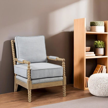 Blue Accent Chair with Solid Wood Frame for Living Room and Bedroom Use