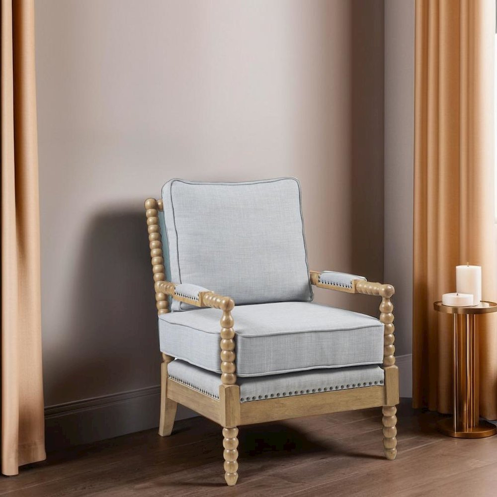 Blue Accent Chair with Solid Wood Frame for Living Room and Bedroom Use