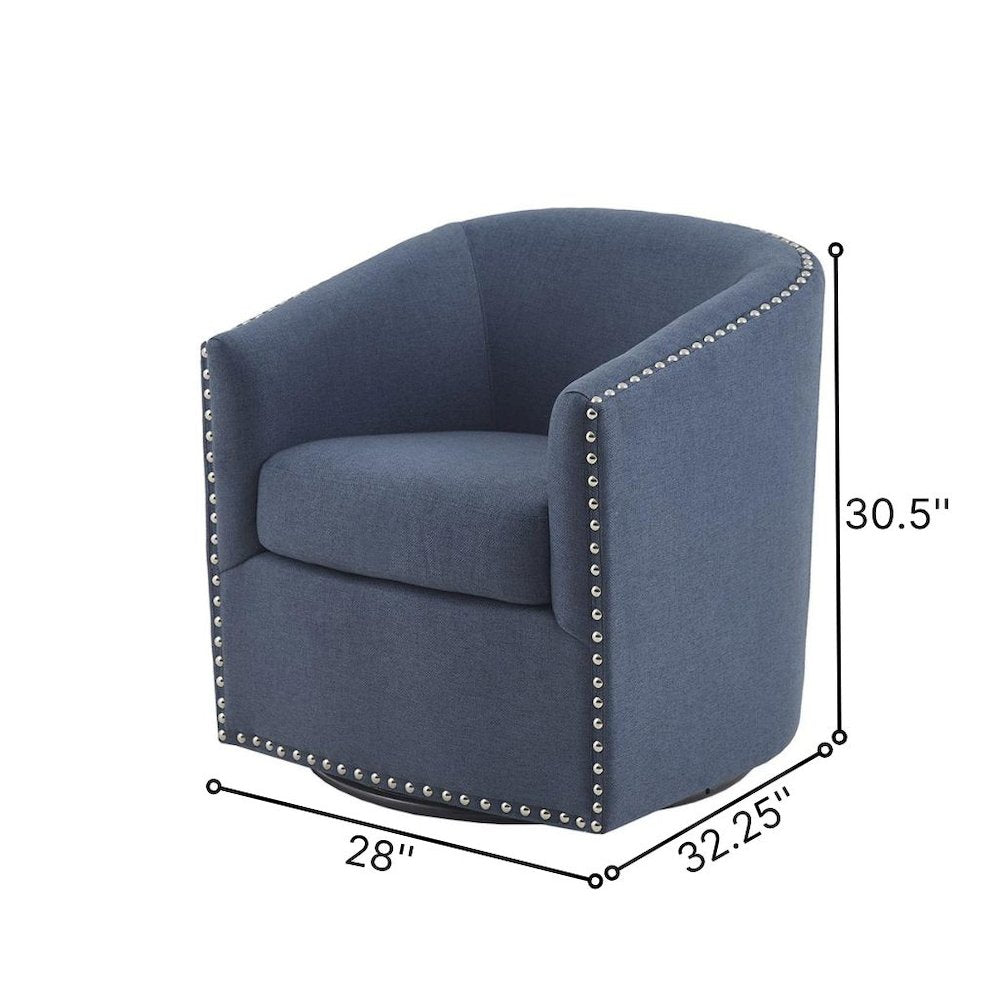 Blue Swivel Accent Chair, Mid Century Swivel Armchair with 360° Base