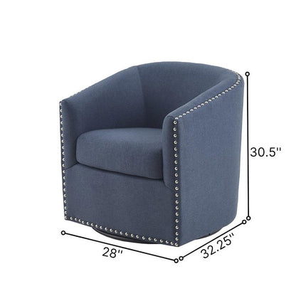 Blue Swivel Accent Chair, Mid Century Swivel Armchair with 360° Base