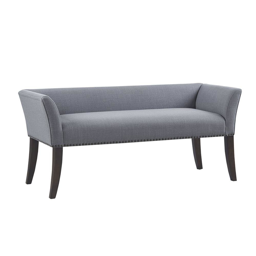 Blue Storage Bench with Solid Wood Frame and Upholstered Seat for Bedroom
