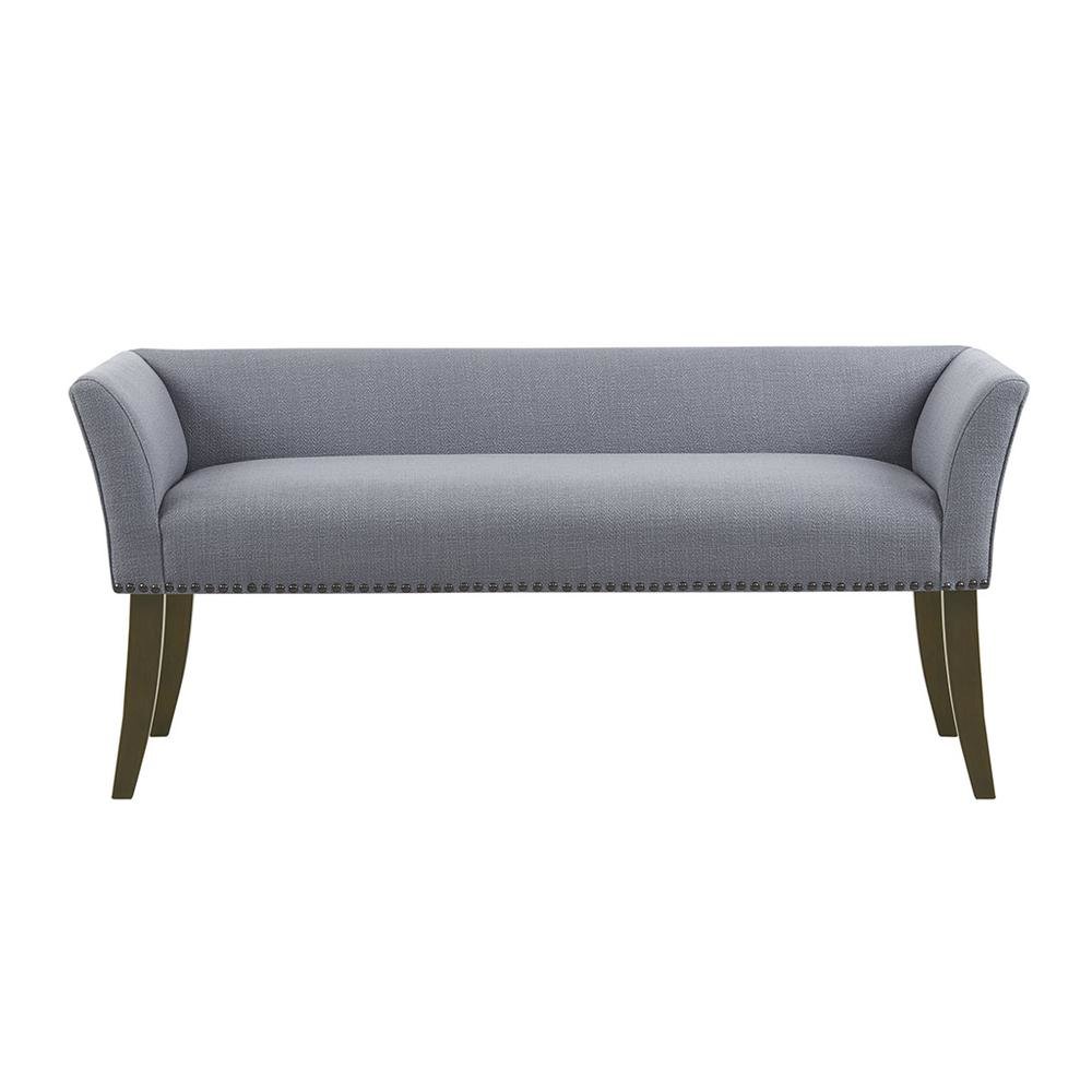 Blue Storage Bench with Solid Wood Frame and Upholstered Seat for Bedroom