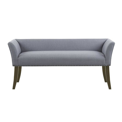 Blue Storage Bench with Solid Wood Frame and Upholstered Seat for Bedroom