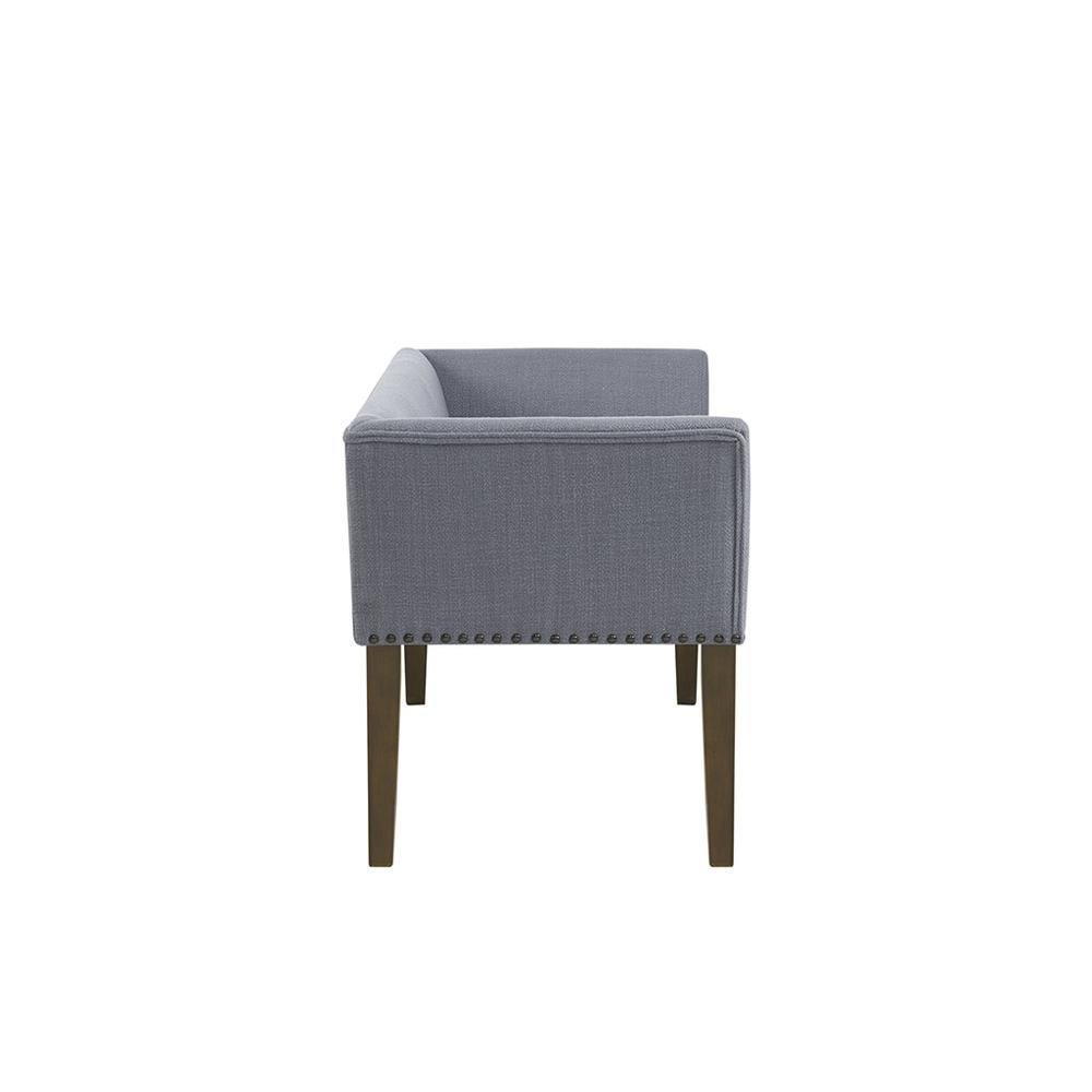 Blue Storage Bench with Solid Wood Frame and Upholstered Seat for Bedroom