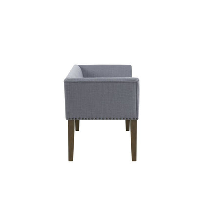 Blue Storage Bench with Solid Wood Frame and Upholstered Seat for Bedroom