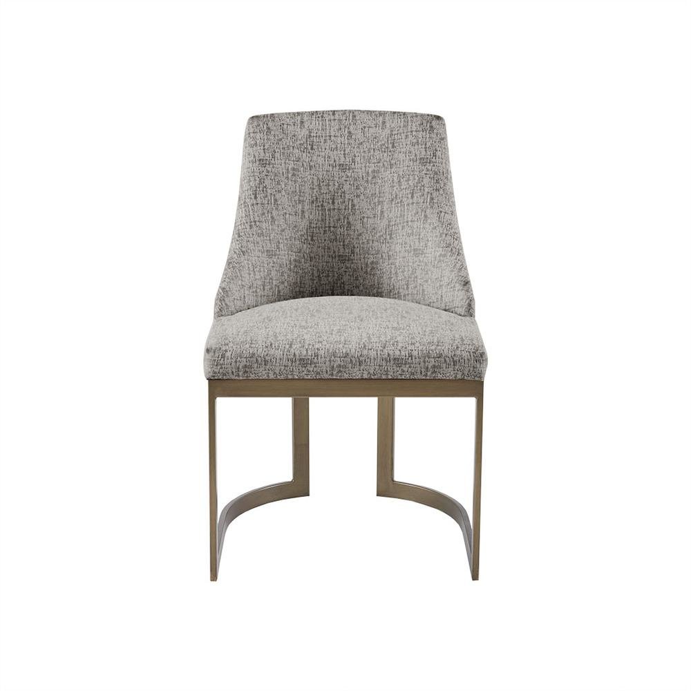 Set of 2 Gray Modern Dining Chairs with Metal Frame for Dining Room