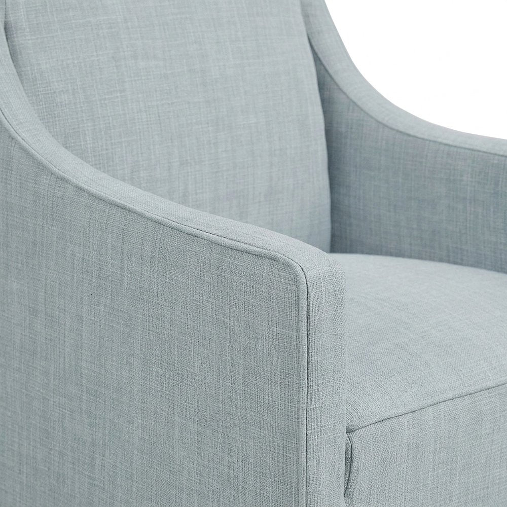 Fabric-Upholstered Skirted Dining Arm Chair with Rolling Casters, Blue
