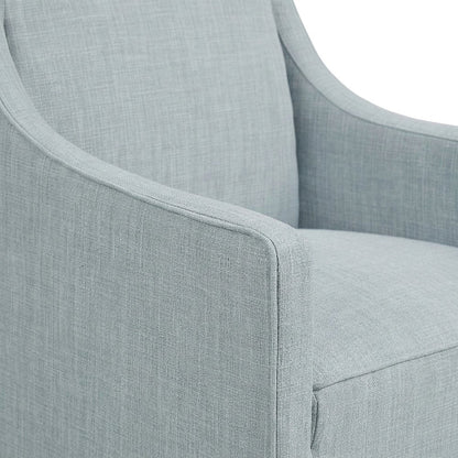 Fabric-Upholstered Skirted Dining Arm Chair with Rolling Casters, Blue