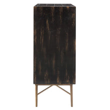 Black Accent Cabinet with 2 Doors, MDF and Metal Construction for Storage