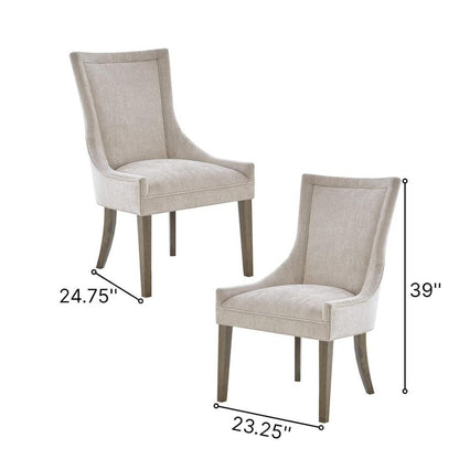 Beige Dining Chairs Set of 2, Mid Century Upholstered Chairs for Dining Table