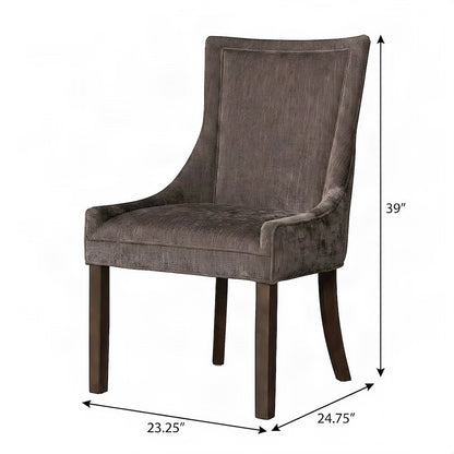 Fabric Upholstered Dining Side Chairs with Solid Wood Legs, Set of 2, Brown