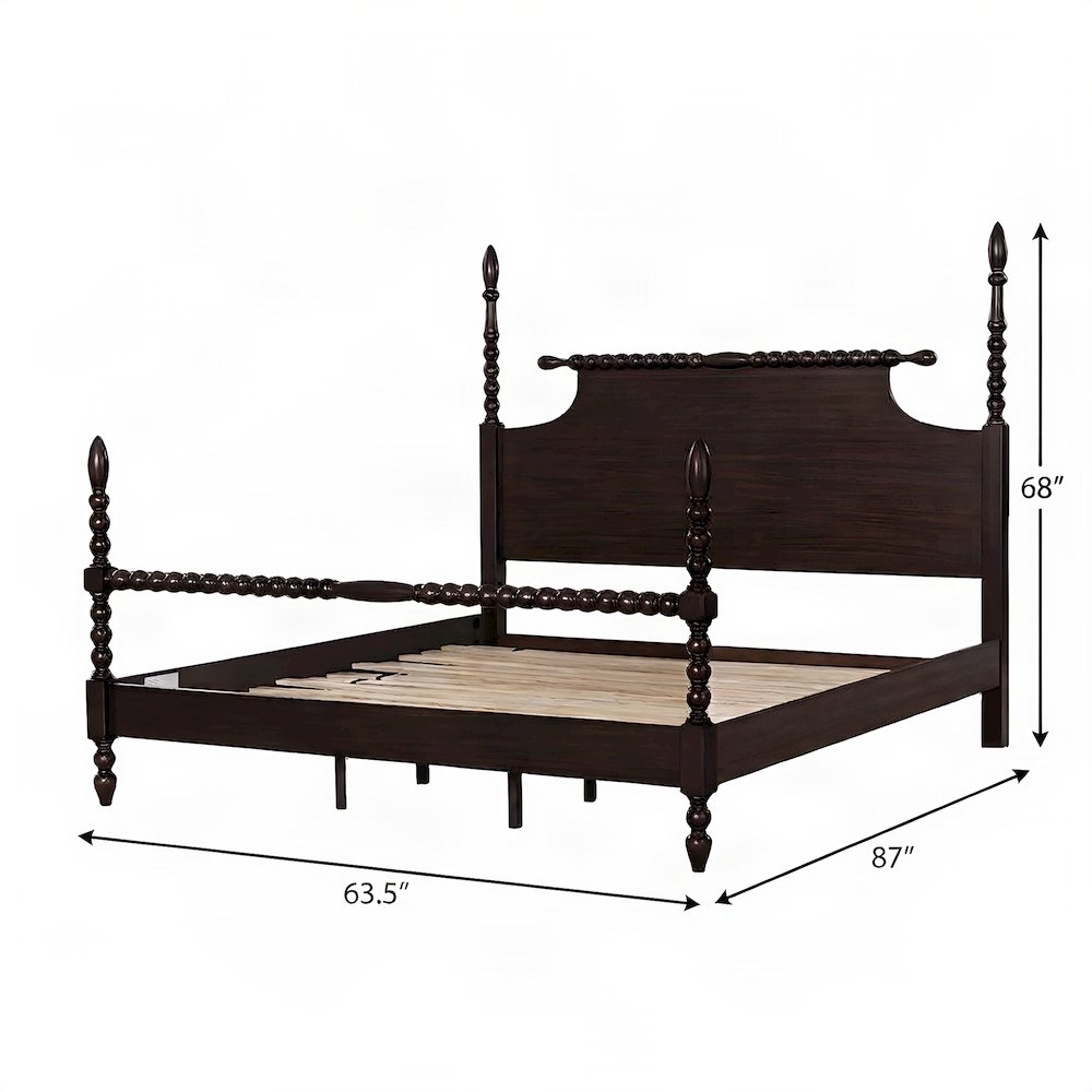 Beckett Acacia Veneer Queen Panel Bed with Tall Headboard, Morocco Brown