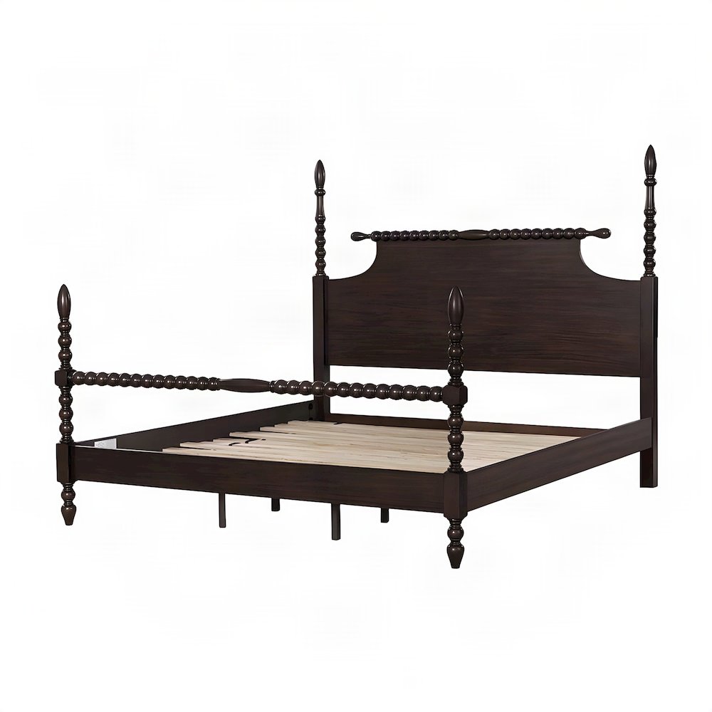Beckett Acacia Veneer Queen Panel Bed with Tall Headboard, Morocco Brown