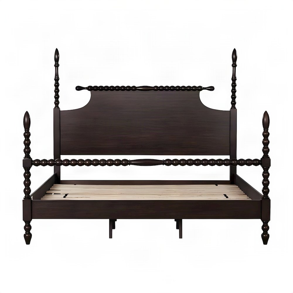 Beckett Acacia Veneer Queen Panel Bed with Tall Headboard, Morocco Brown