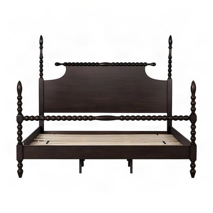 Beckett Acacia Veneer Queen Panel Bed with Tall Headboard, Morocco Brown