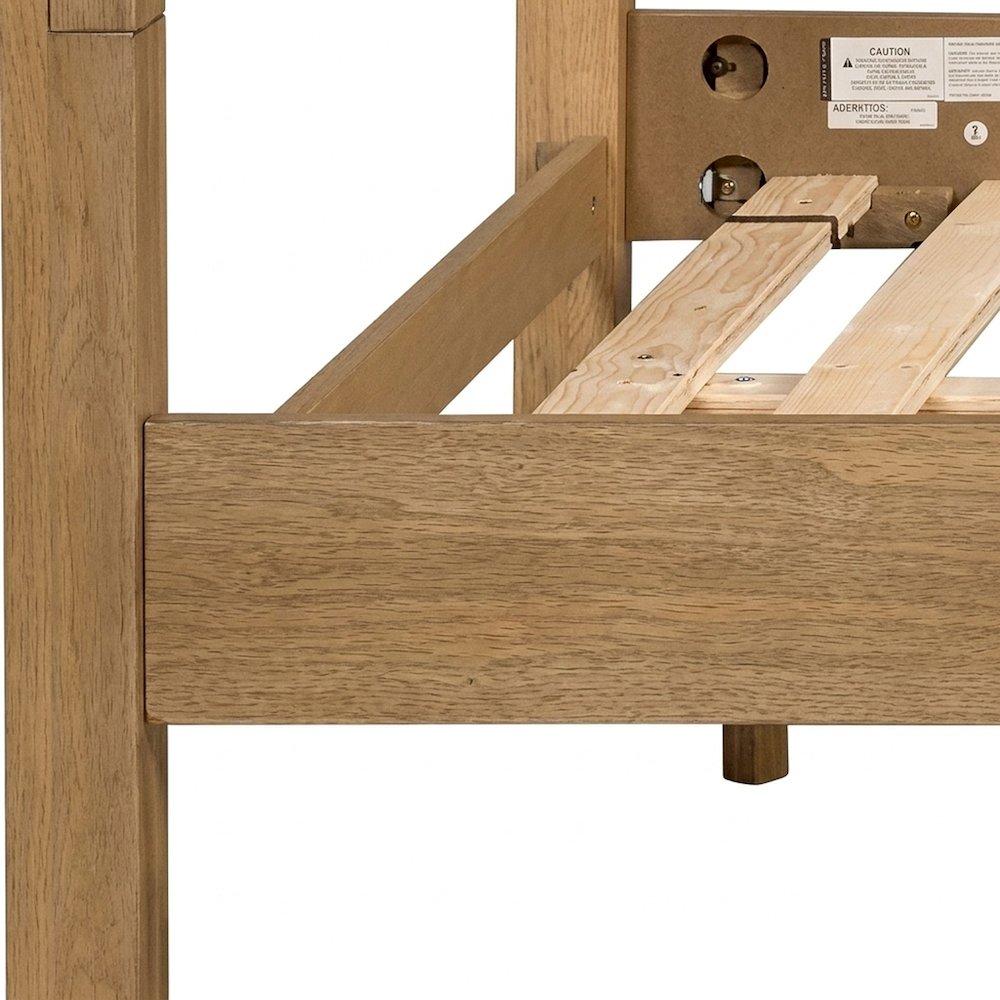 Beckett Solid Wood Queen Bed Frame with Turned Spindle Headboard, Natural