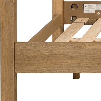 Beckett Solid Wood Queen Bed Frame with Turned Spindle Headboard, Natural