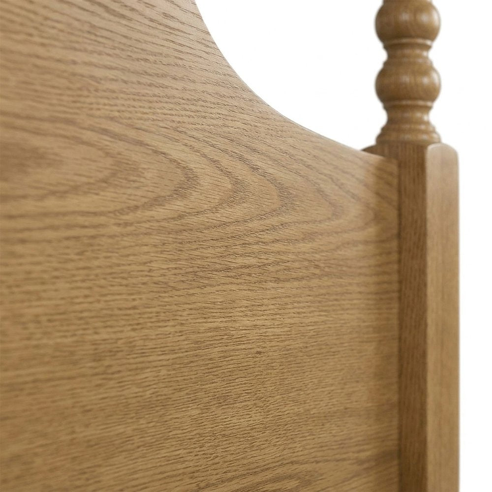 Beckett Solid Wood Queen Bed Frame with Turned Spindle Headboard, Natural