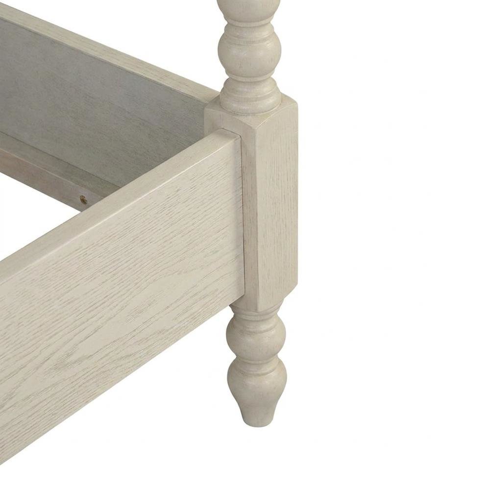 Beckett Solid Wood Full Panel Bed with Turned Spindle Design, Antique Cream