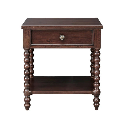 Brown Morocco Bedside Table with Storage for Bedroom and Night Use