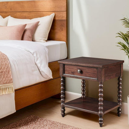 Brown Morocco Bedside Table with Storage for Bedroom and Night Use