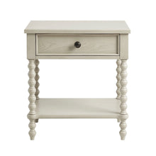 Beige Bedside Table with Solid Wood Frame and MDF with Wood Veneer Finish