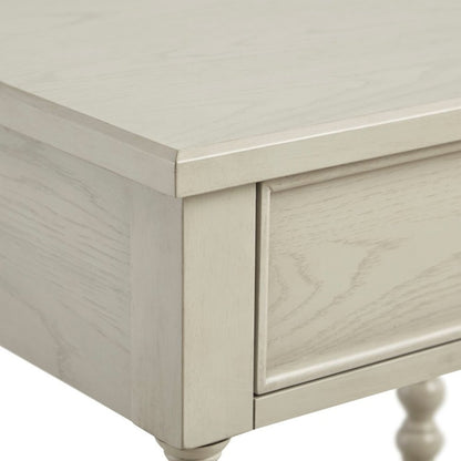 Beige Bedside Table with Solid Wood Frame and MDF with Wood Veneer Finish