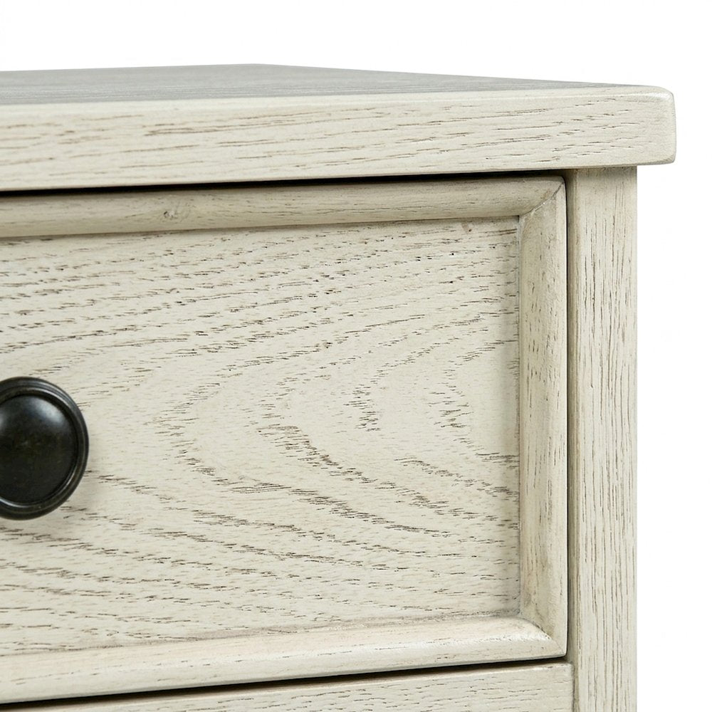 Beckett Wide Wood Veneer Nightstand with Metal Knob Drawer, Antique Cream