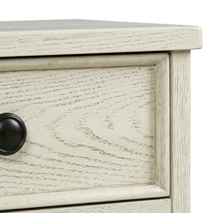 Beckett Wide Wood Veneer Nightstand with Metal Knob Drawer, Antique Cream