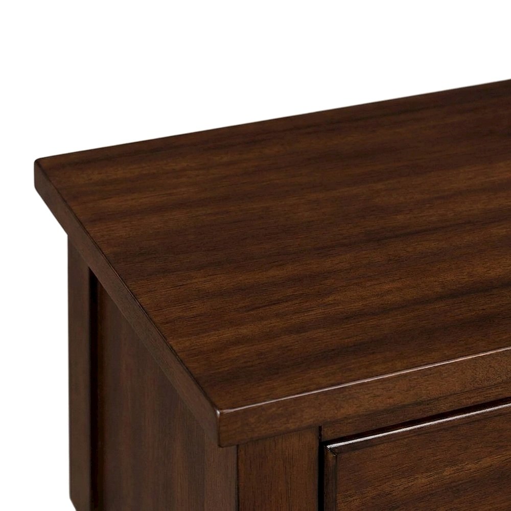 Beckett Solid Wood Veneer Nightstand with Drawer and Open Shelf, Morocco Brown