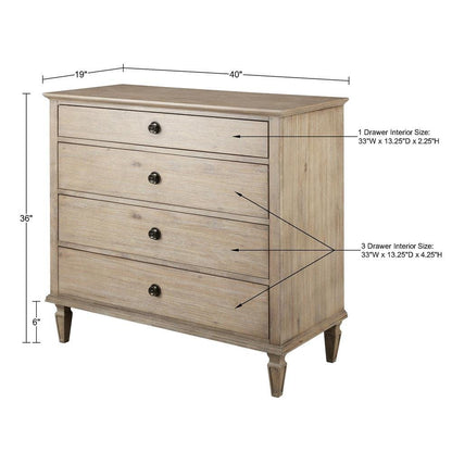 Brown Bedroom Dresser with Storage Drawers, Acacia Veneer and Rubberwood