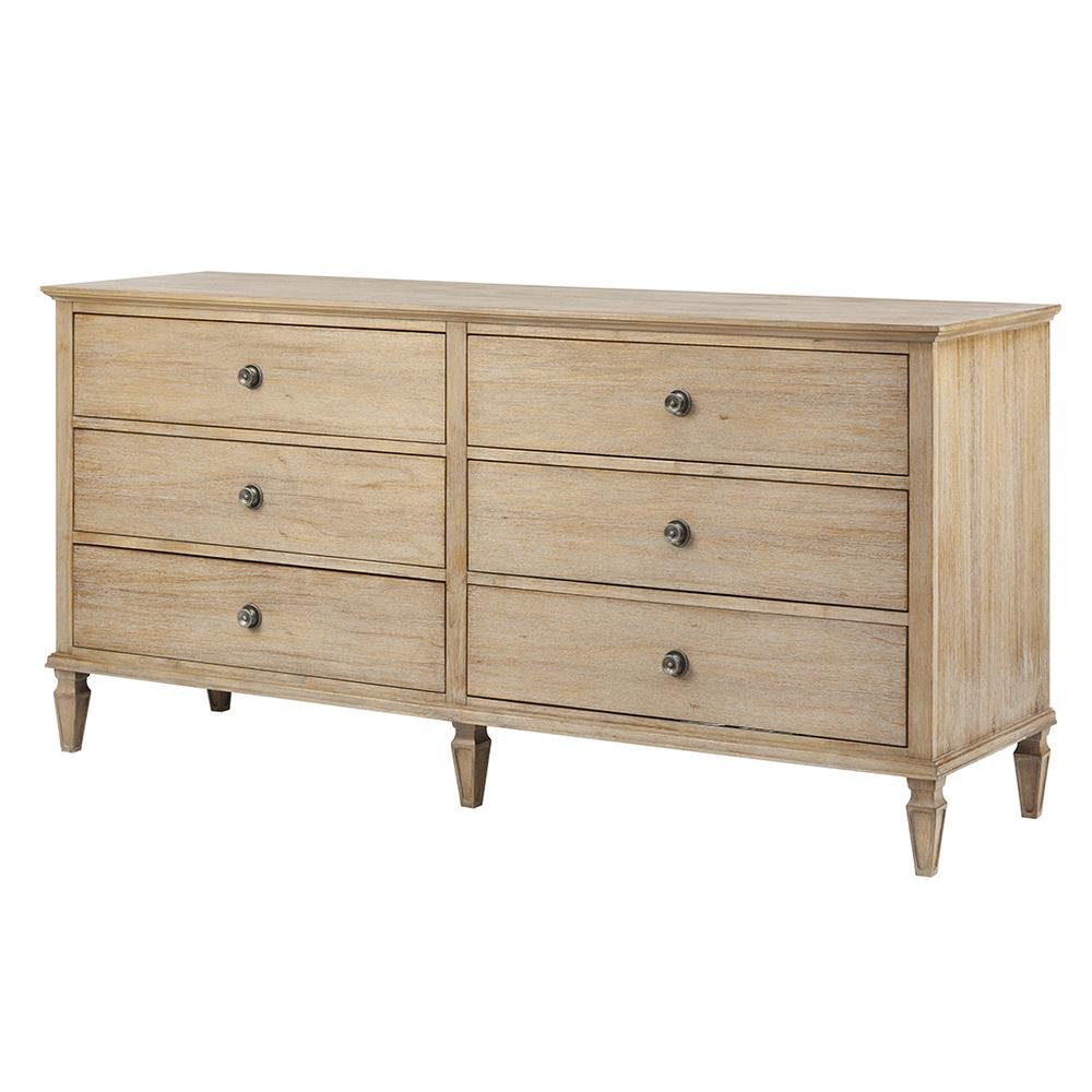 Brown Bedroom Storage Dresser with 6 Spacious Drawers for Clothes and More