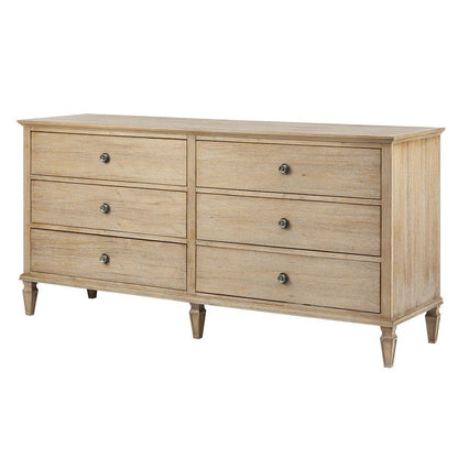 Brown Bedroom Storage Dresser with 6 Spacious Drawers for Clothes and More