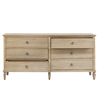 Brown Bedroom Storage Dresser with 6 Spacious Drawers for Clothes and More