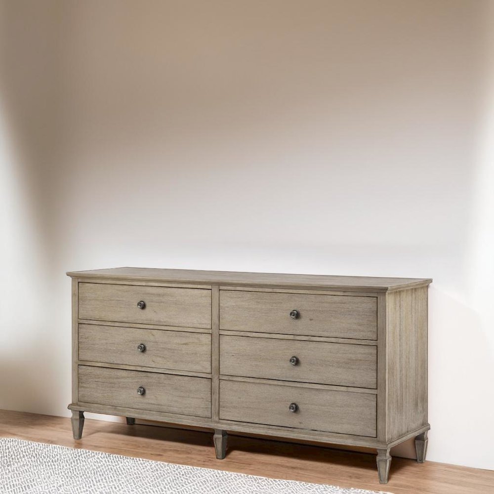 Brown Bedroom Storage Dresser with 6 Spacious Drawers for Clothes and More