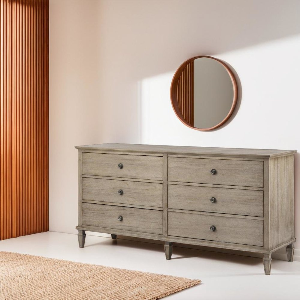 Brown Bedroom Storage Dresser with 6 Spacious Drawers for Clothes and More