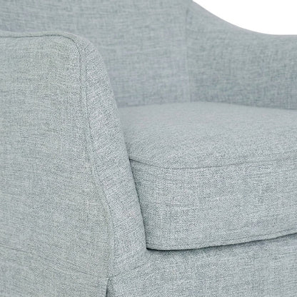 Fabric-Upholstered Skirted Dining Arm Chair with Hidden Casters, Light Blue