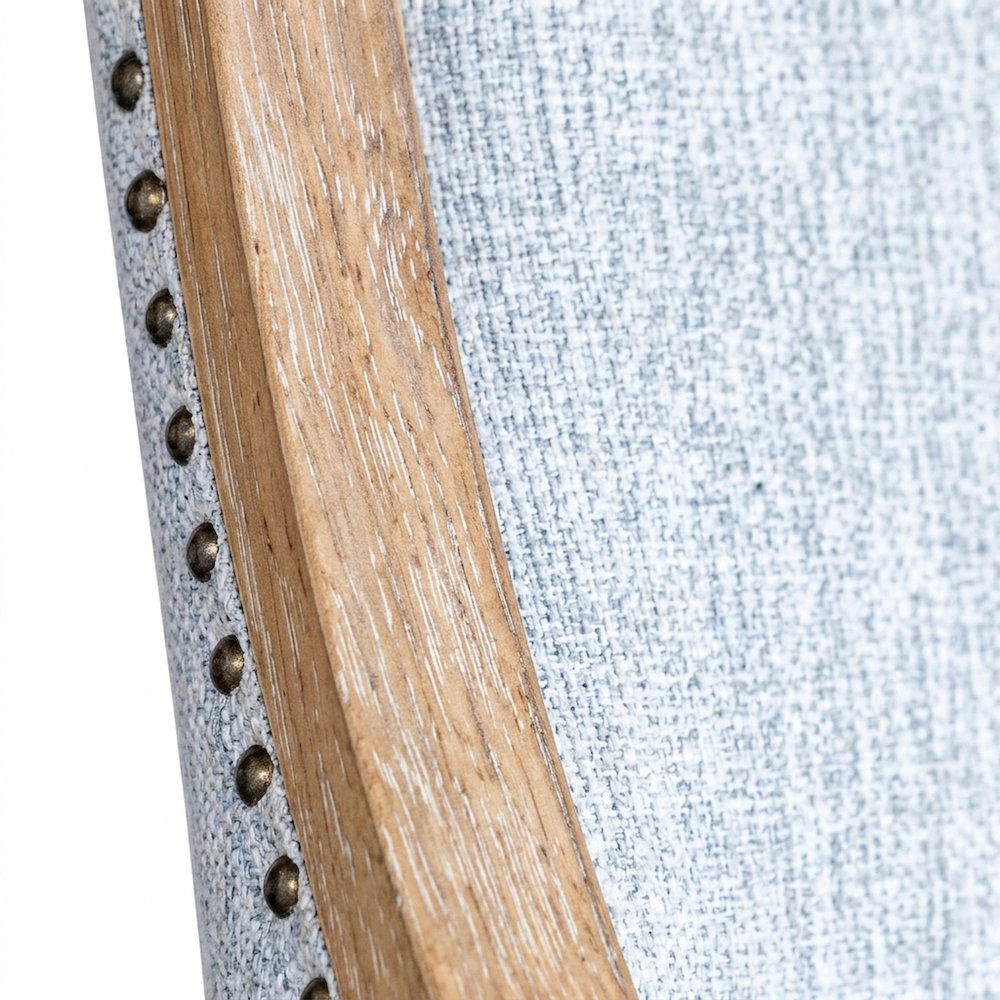 Polyester Upholstered Dining Chair with Nailhead Trim, Farmhouse, Light Blue