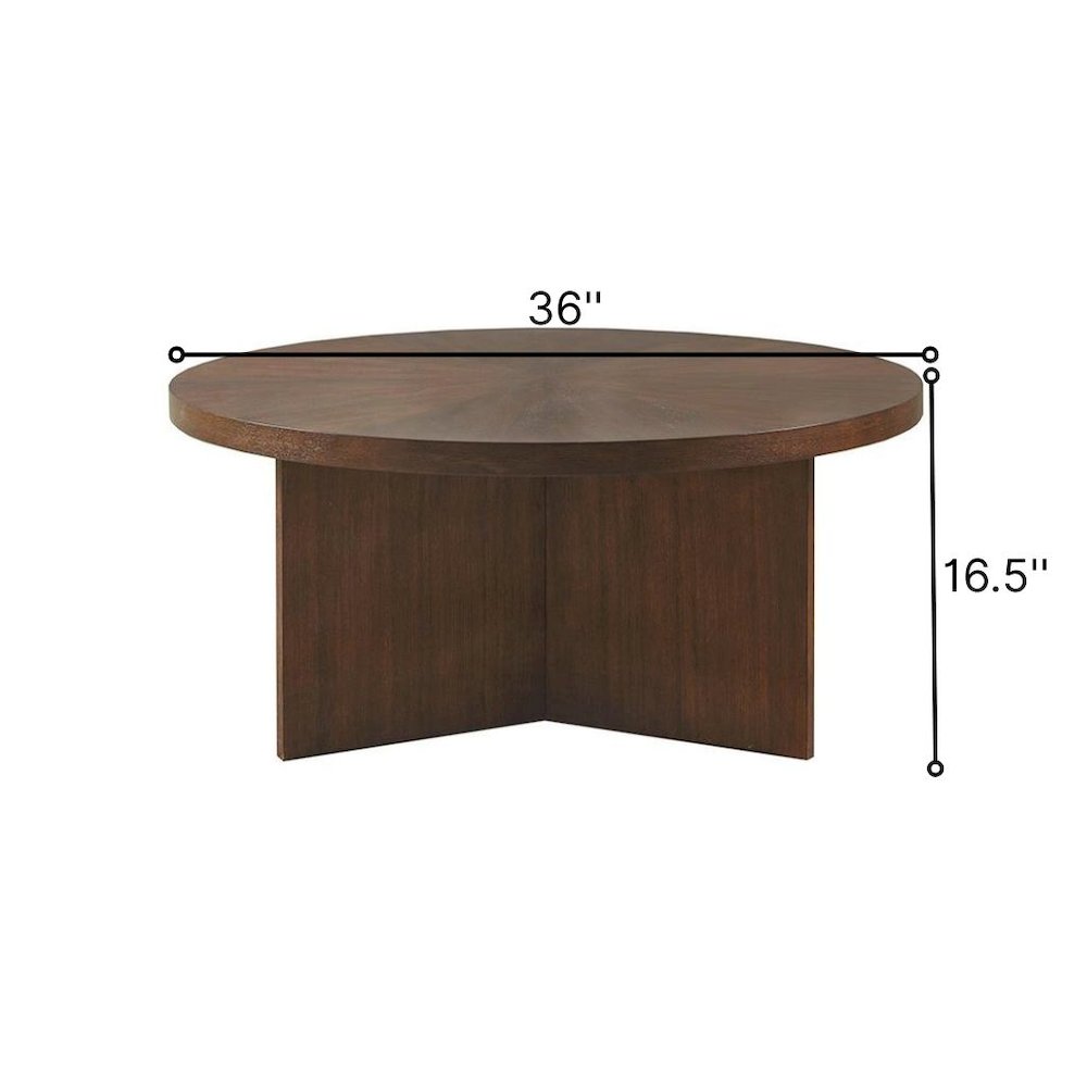 Round Coffee Table, Small Mid Century Wood Coffee Table with Walnut Finish