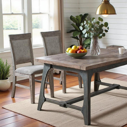 Gray Wood Extendable Dining Room Table with Leaf, Farmhouse Dining Table