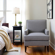Gray Living Room Chair, Mid Century Modern Comfy Armchair with Wood Legs