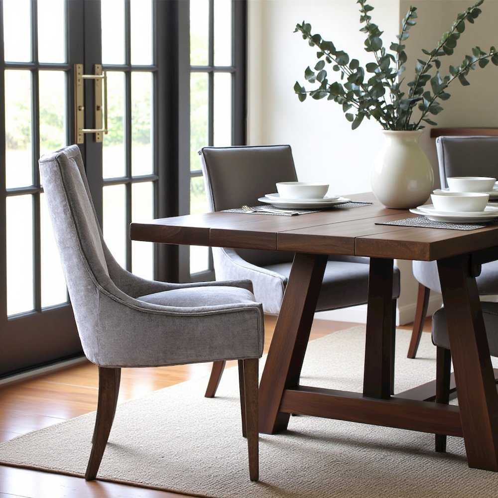 Gray Dining Chairs Set of 2, Mid Century Upholstered Chairs for Dining Table