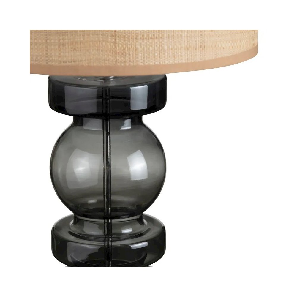 27.75" Coastal Green Glass Table Lamp with Burlap Shade and Wooden Base