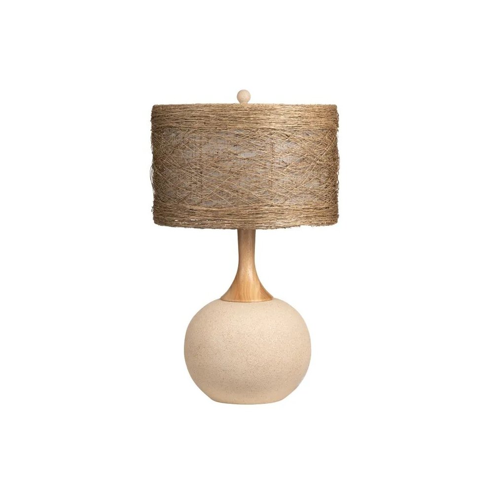 29.5" Transitional Tan Resin Table Lamp with Woven Rattan Shade
