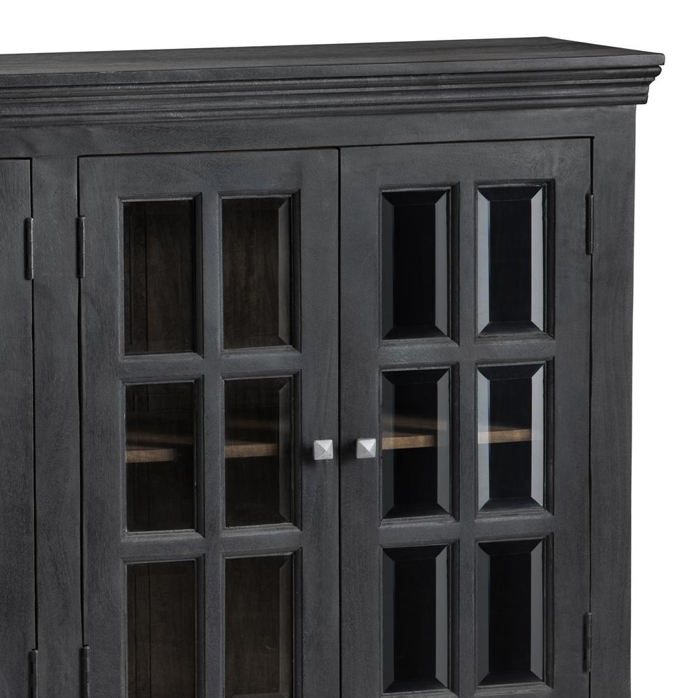 Bengal Manor Acacia Wood 4 Door Window Pane Cabinet