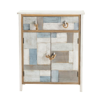 Crestview Collection  Nautical Patchwork 1 Drawer, 2 Door Cabinet