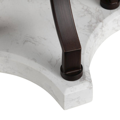 34"H Aged Bronze Metal And Marble Table Lamp With Linen Shade